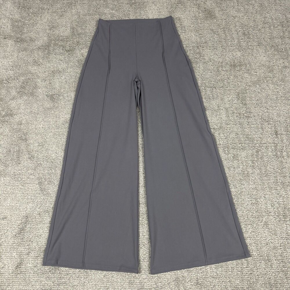 Zyia Pants Womens Large Gray Wide Leg High Rise Pull On Stretch Athleisure